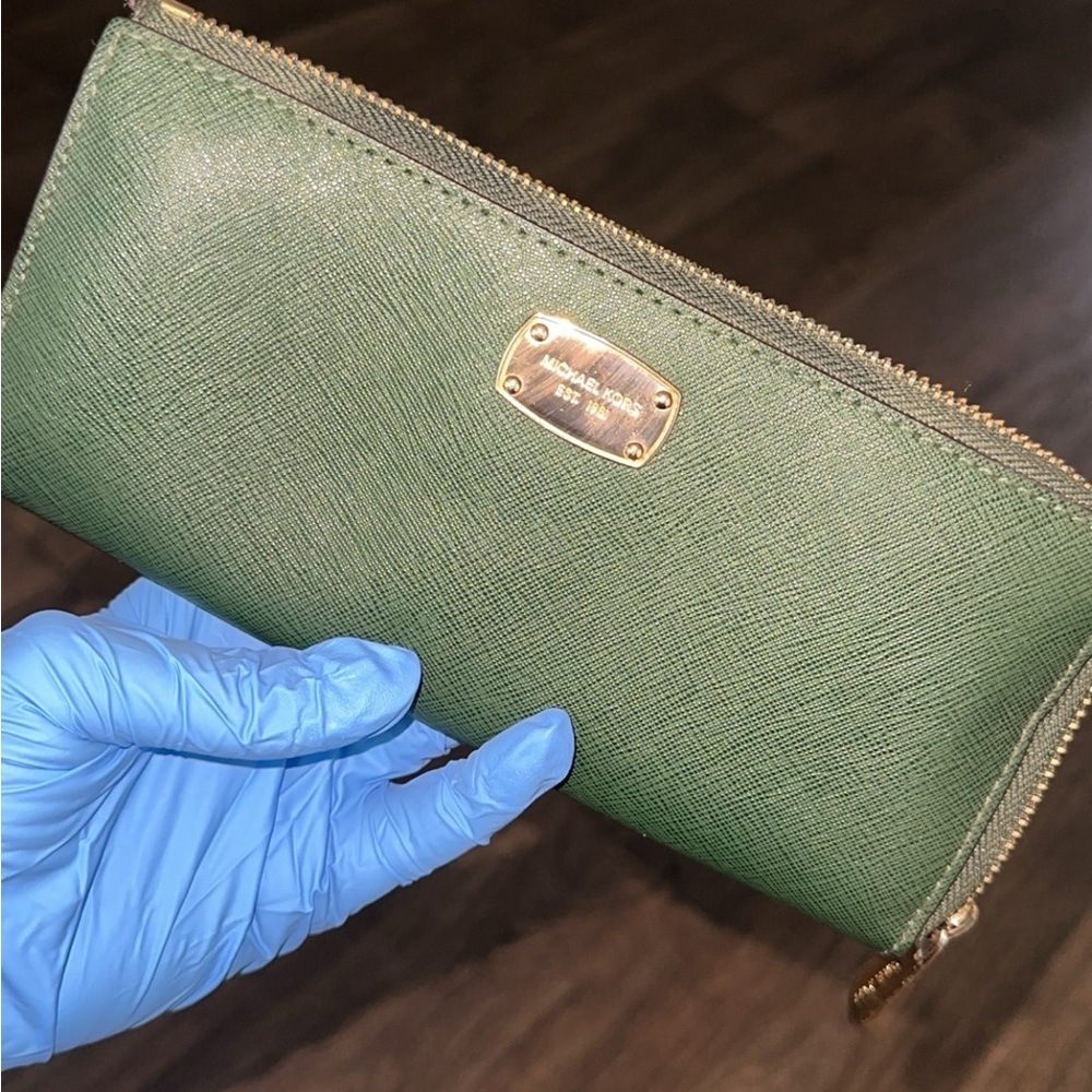 Michael Kors Olive Green Zip Wallet